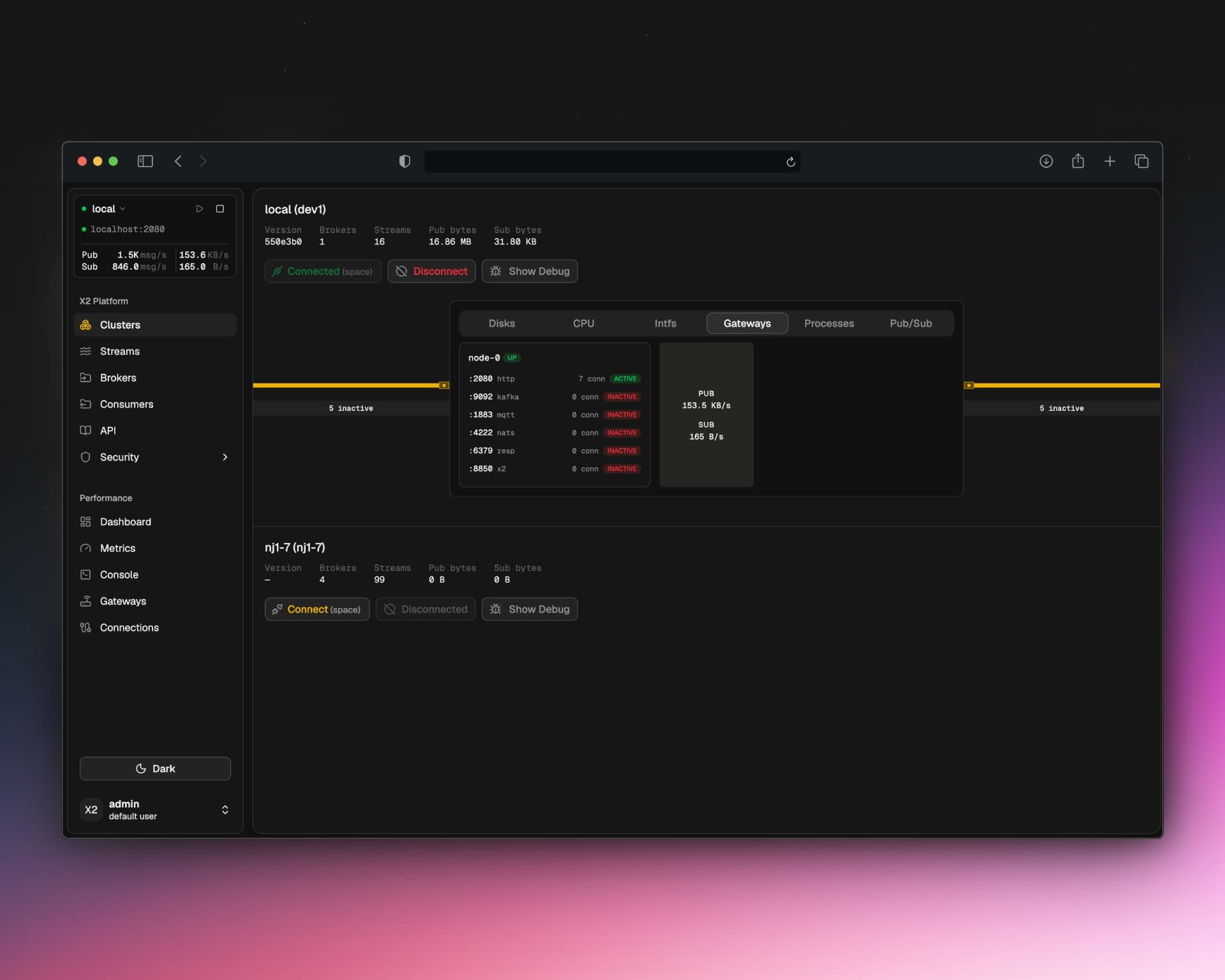 AlgoX2 streams view